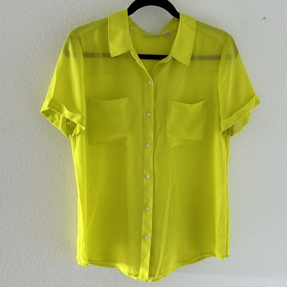Women’s Halogen Sz M neon sheer blouse